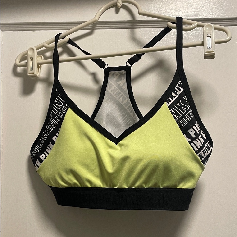 PINK Victoria's Secret Neon Yellow and Black Bra